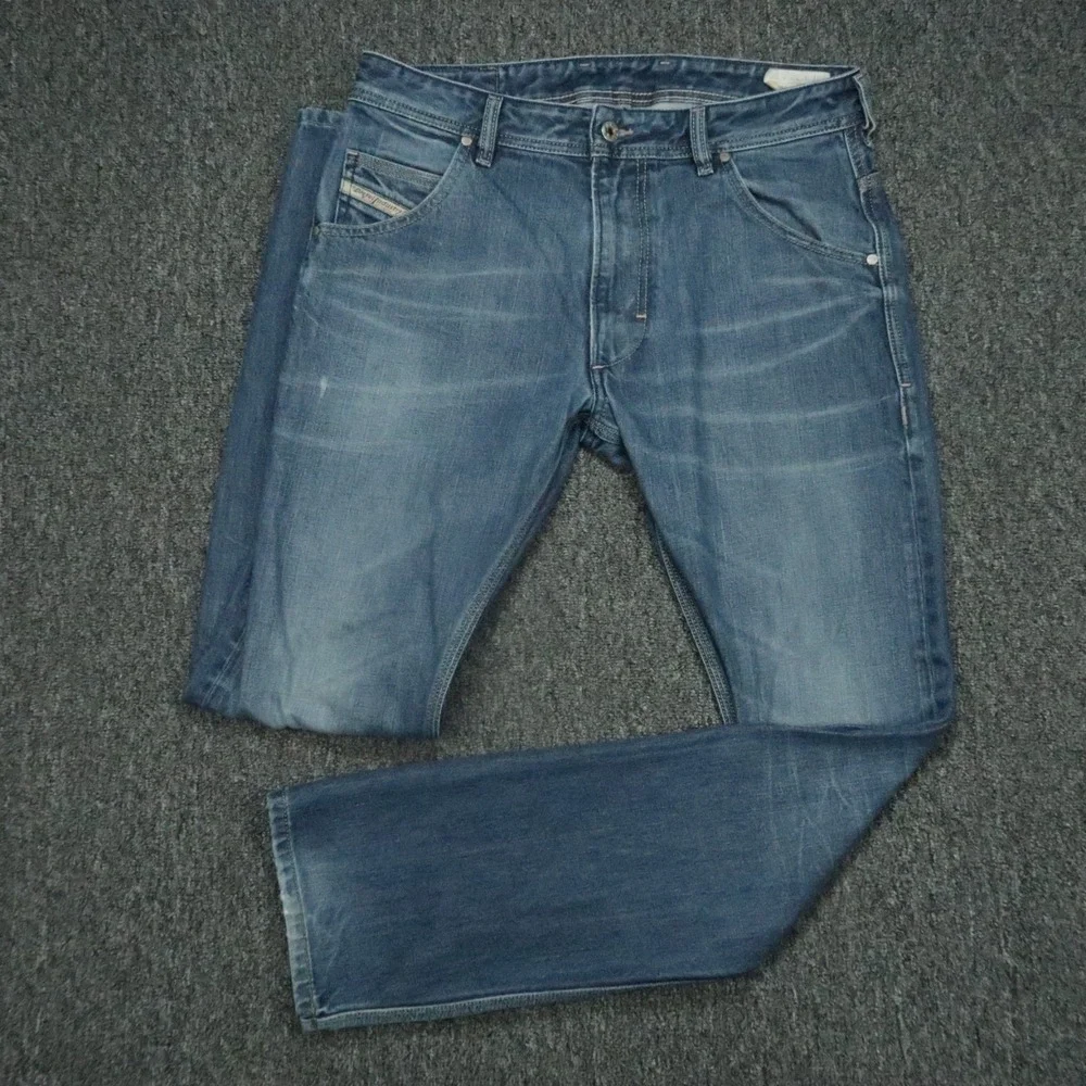 Diesel Jeans Mens 31x32 Blue Krooley Slim Carrot 5 Pocket‎ Whiskered